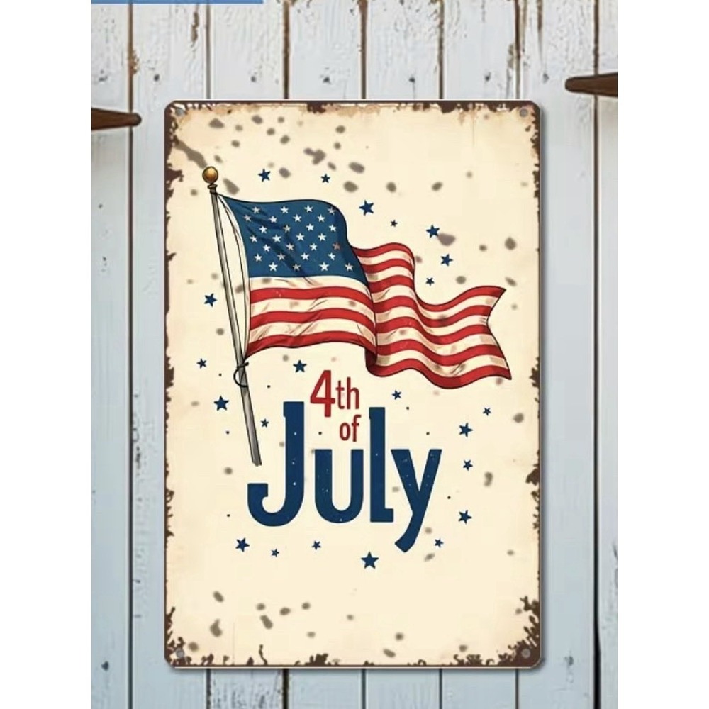 New 4th Of July Garage Tin Metal Signs Home Décor 8x12 Patriotic Den Porch